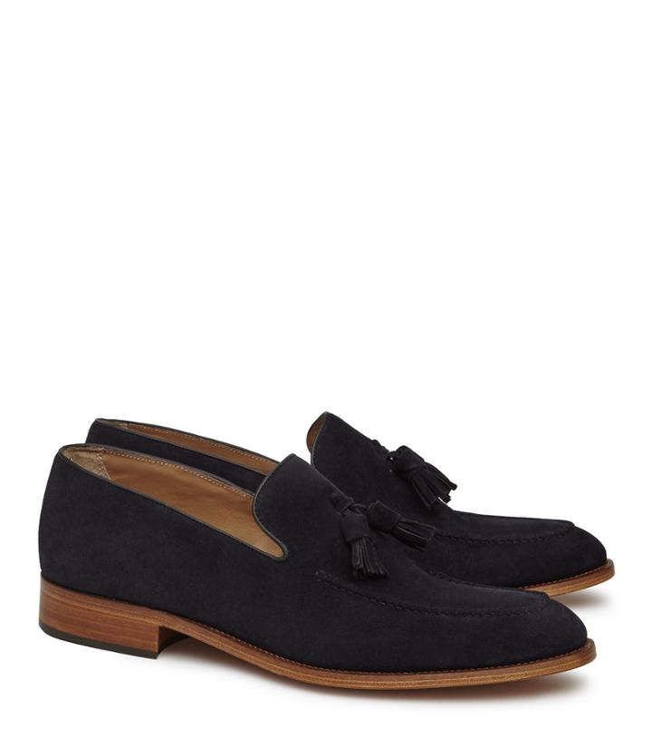 Reiss Patrick - Mens Suede Tasselled Loafers In Blue, Size 7