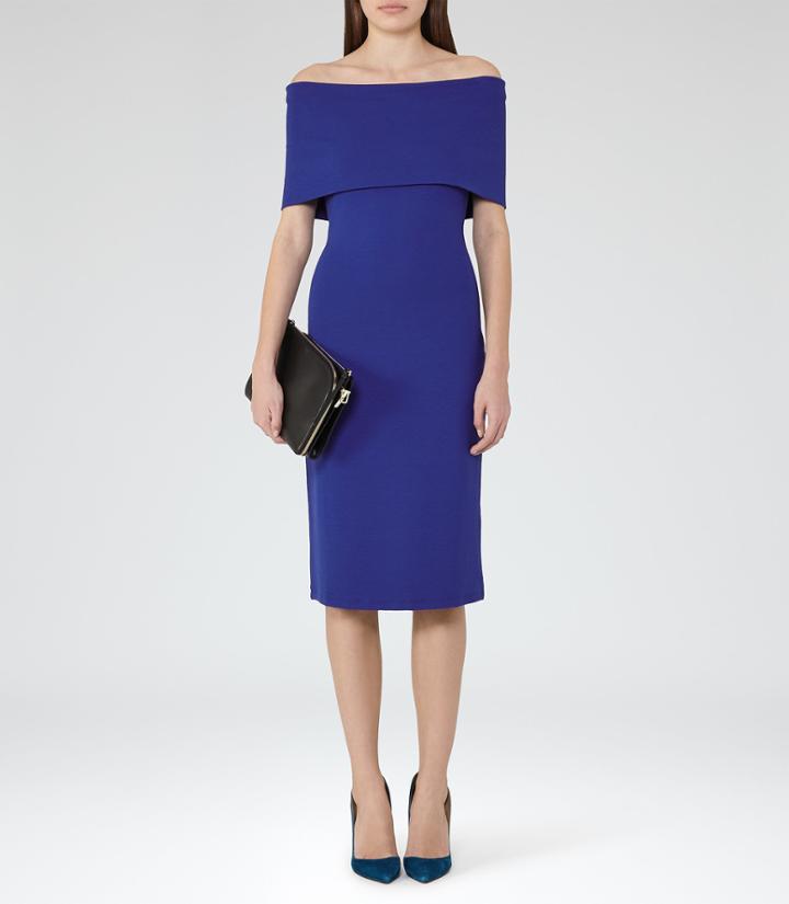 Reiss Rafferty - Off-the-shoulder Dress In Blue, Womens, Size 0