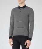 Reiss Cosmic - Mens Contrast Weave Polo Shirt In Blue, Size Xs