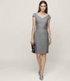 Reiss Hampstead Dress - Wide-neck Tailored Dress In White, Womens, Size 2