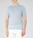 Reiss Gordon - Wool And Linen Polo Shirt In Blue, Mens, Size L