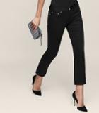 Reiss Faye Black - Cropped Kick-flare Jeans In Black, Womens, Size 25