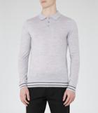 Reiss Antonio - Piped Wool Polo Shirt In Grey, Mens, Size S