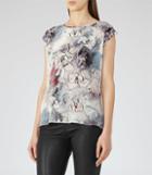 Reiss Coleen - Printed Top In Grey, Womens, Size S