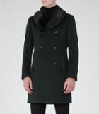 Reiss Bradey - Mens Faux Fur Collar Coat In Green, Size Xs