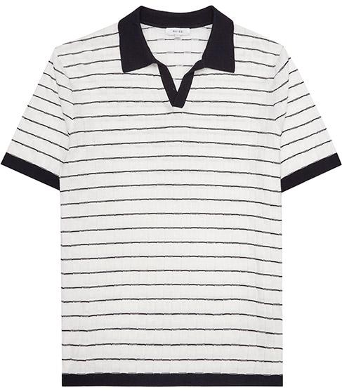 Reiss Martini Textured Stripe Polo Shirt