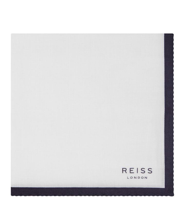 Reiss Alform - Mens Piped Pocket Square In White