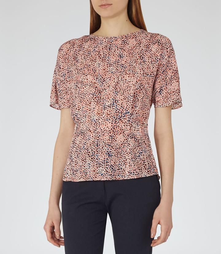 Reiss Ava - Womens Silk Button Top In Pink, Size 6