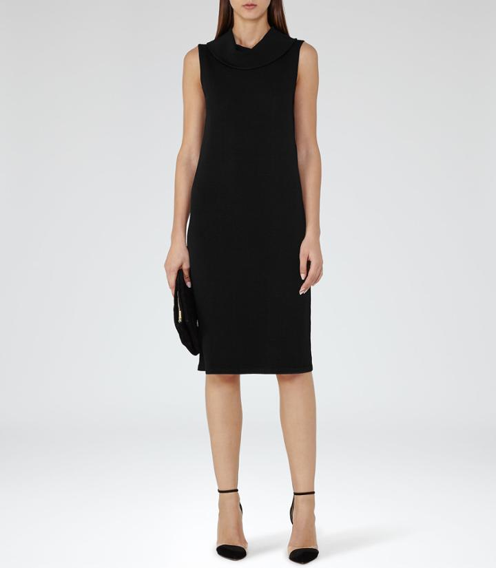 Reiss Leoni - Womens Roll-neck Knitted Dress In Black, Size 4