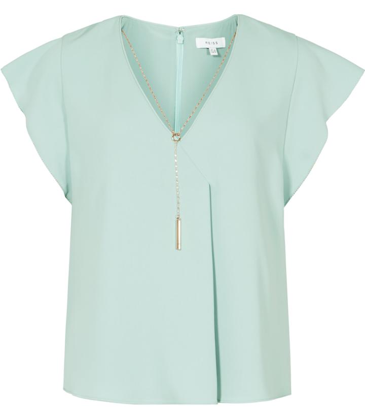 Reiss Zana - Womens Chain-detail Top In Green, Size 4