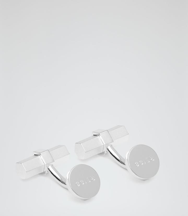 Reiss Hexton - Mens Circular Cufflinks In Brown, Size One Size