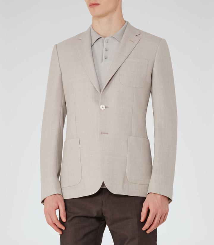 Reiss Blaine B - Hopsack Weave Blazer In Brown, Mens, Size 36