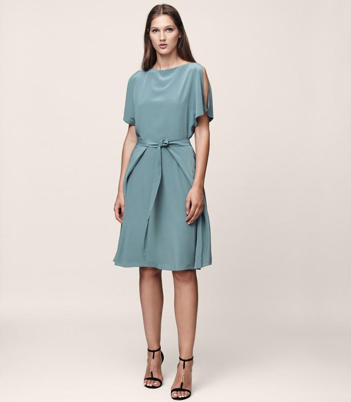 Reiss Mira - Cold-shoulder Dress In Blue, Womens, Size 0