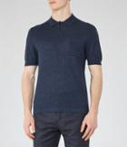 Reiss Gordon - Mens Wool And Linen Polo Shirt In Blue, Size Xs