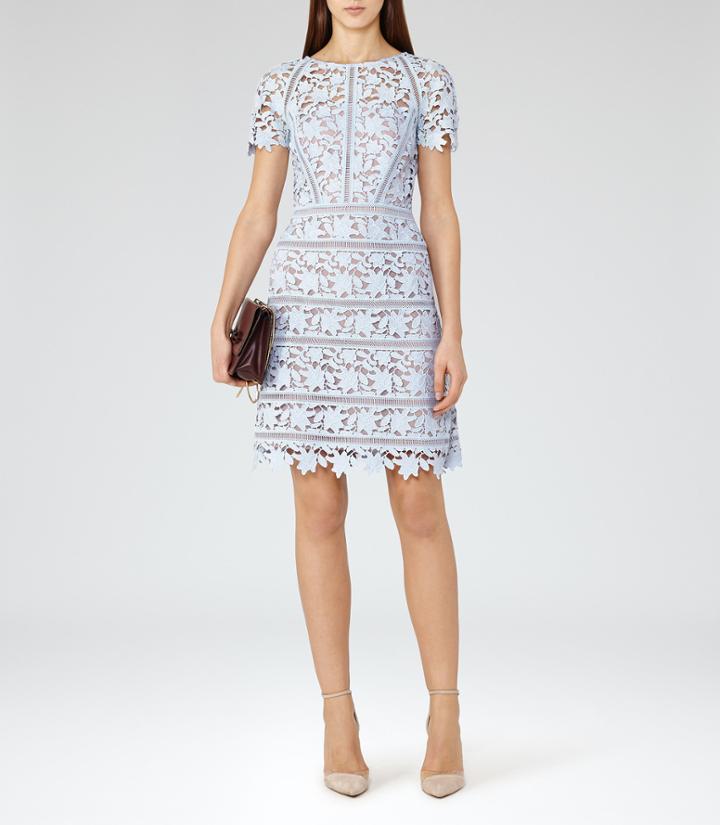 Reiss Orchid - Womens Lace Dress In Blue, Size 8
