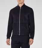Reiss Sussex - Mens Suede Bomber Jacket In Blue, Size S