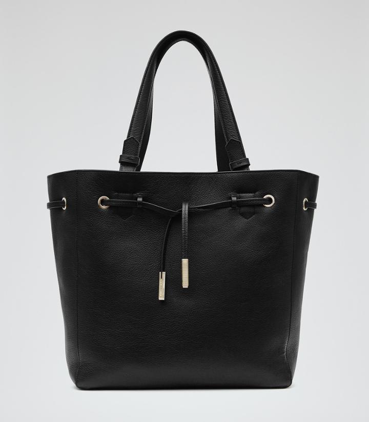 Reiss Enza - Womens Large Leather Shopper In Black, Size One Size