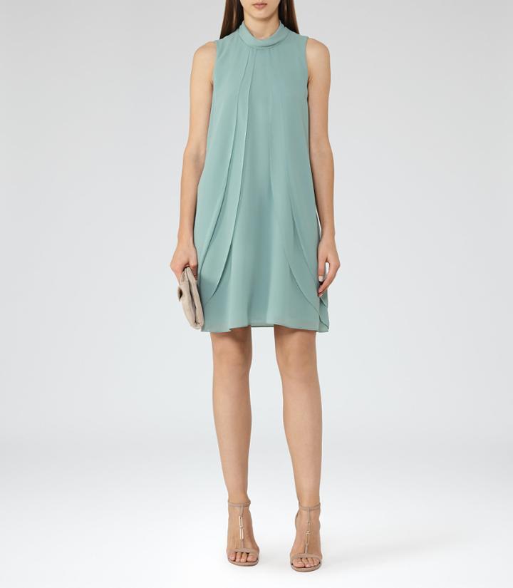 Reiss Cohen - Ruffle-front Dress In Green, Womens, Size 0