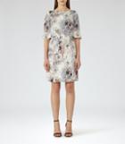 Reiss Oriana - Printed Dress In Grey, Womens, Size 0