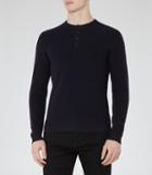 Reiss Harris - Button Collar Jumper In Blue, Mens, Size S