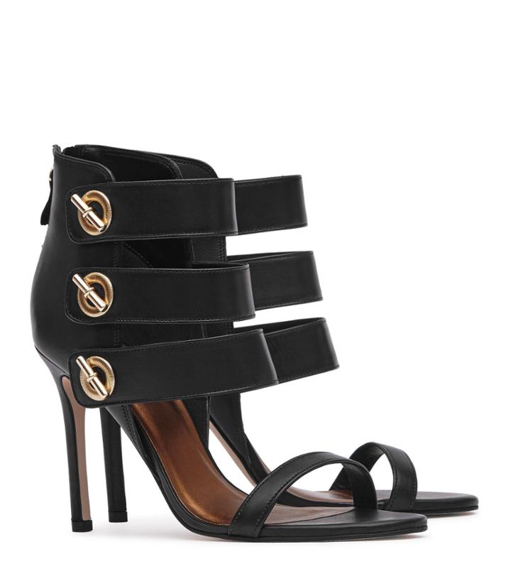 Reiss Hawthorne - Womens Triple-strap Sandals In Black, Size 4