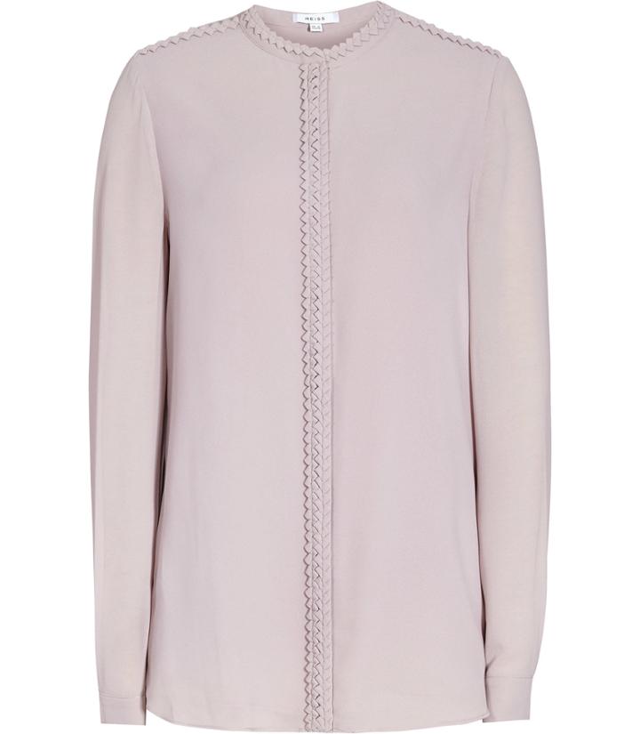 Reiss Balas - Womens Texture-detail Blouse In Pink, Size 4