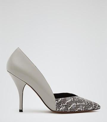 Reiss Arya Textured Two Tone Court Shoes