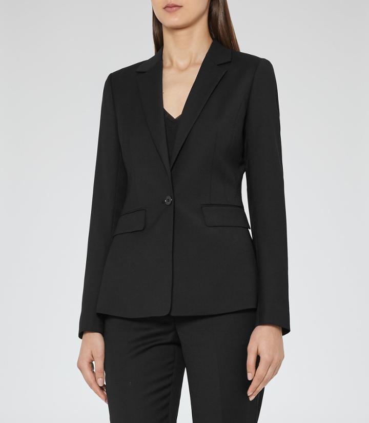 Reiss Huxley Jacket - Womens Single-breasted Blazer In Black, Size 4