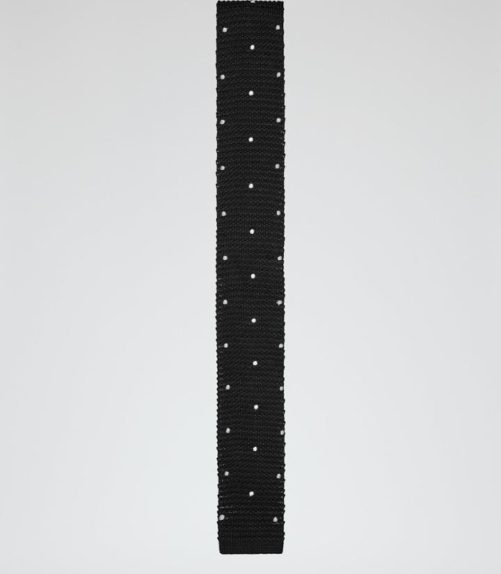 Reiss Mycroft - Mens Silk Polka Dot Tie In Black, Size One Size