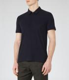 Reiss Charlton - Ribbed Polo Shirt In Blue, Mens, Size Xs