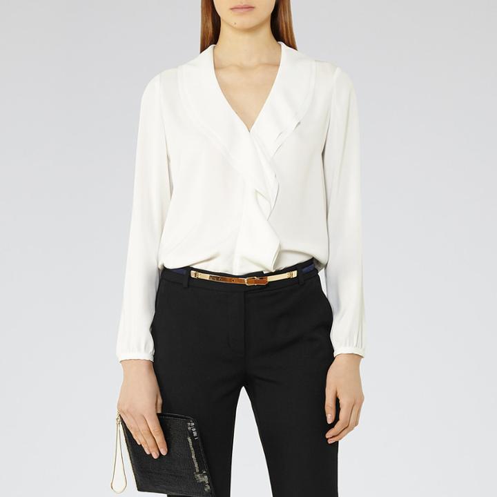 Reiss Lolita - Womens Ruffle-front Blouse In White