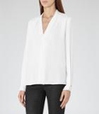 Reiss Mapel - Long-sleeved Wrap Top In White, Womens, Size 0