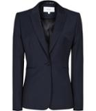 Reiss Indi Jacket - Womens Textured Single-breasted Blazer In Blue, Size 4