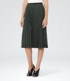Reiss Rosie - Knife-pleat Midi Skirt In Brown, Womens, Size 0