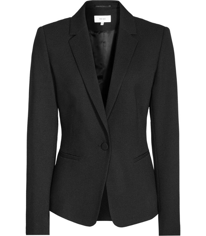 Reiss Hanneli - Womens Ruffle-back Jacket In Black, Size 4