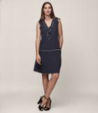 Reiss Vivienne - Frill-detail Shift Dress In Blue, Womens, Size 0