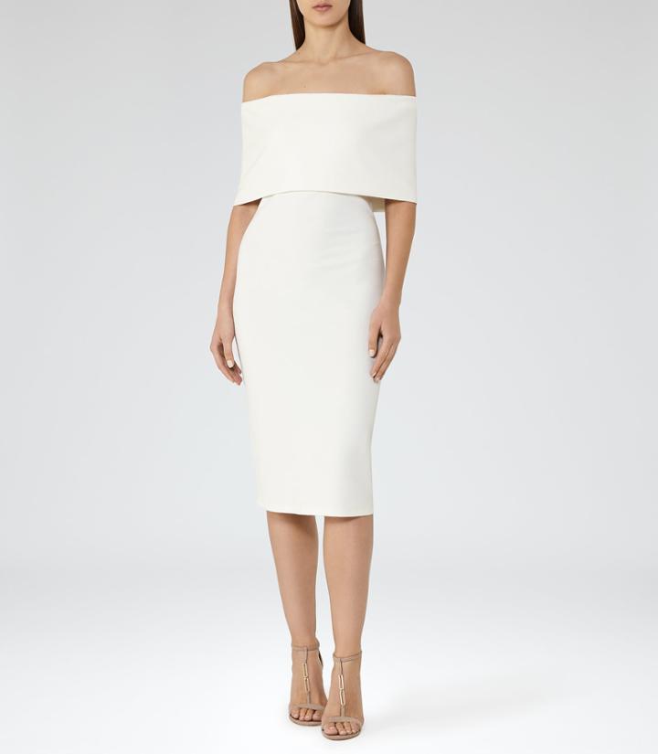 Reiss Rafferty - Womens Off-the-shoulder Bodycon Dress In White, Size 4