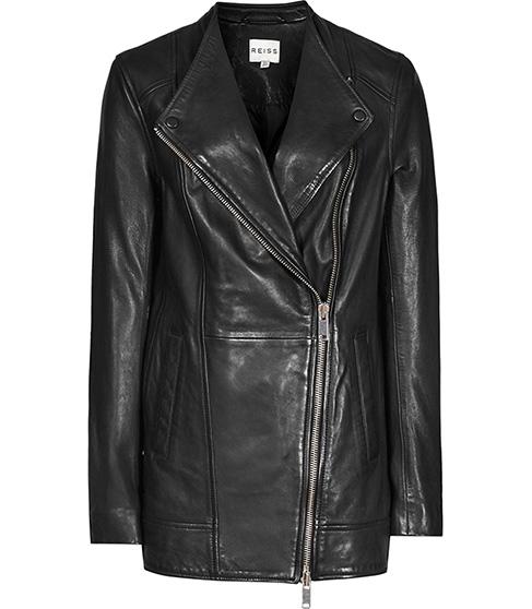 Reiss Cass Longline Leather Jacket