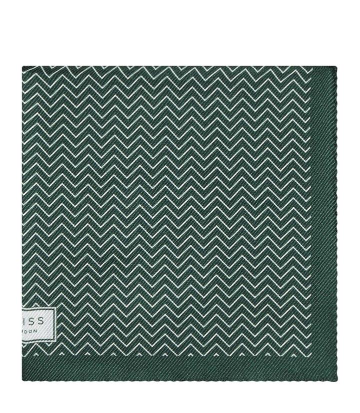Reiss Andreas - Mens Zig-zag Pocket Square In Green, Size One Size