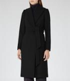 Reiss Cody - Longline Wrap Coat In Black, Womens, Size 0