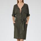 Reiss Margot - Womens Collarless Shirt Dress In Brown