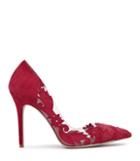 Reiss Tiber - Womens Laser-cut Suede Shoes In Red, Size 3