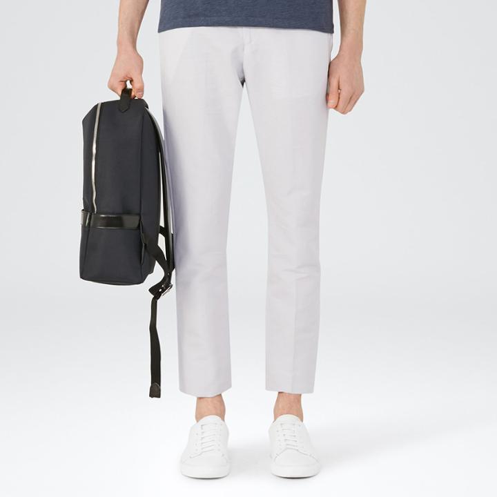 Reiss Bank - Mens Cotton And Linen Trousers In Grey