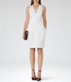 Reiss Rakele - V-neck Fit And Flare Dress In White, Womens, Size 2