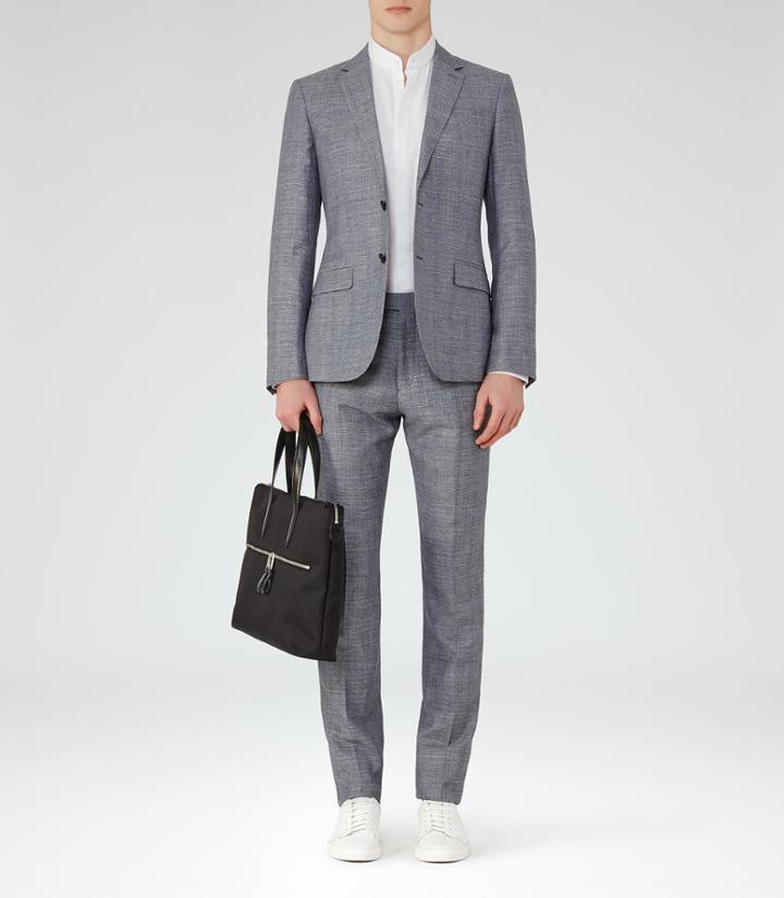Reiss Buckingham - Wool And Linen Suit In Blue, Mens, Size 36
