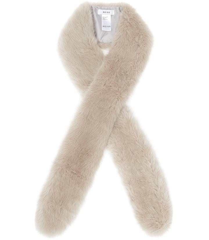 Reiss Linski - Slim Faux-fur Scarf In Grey, Womens