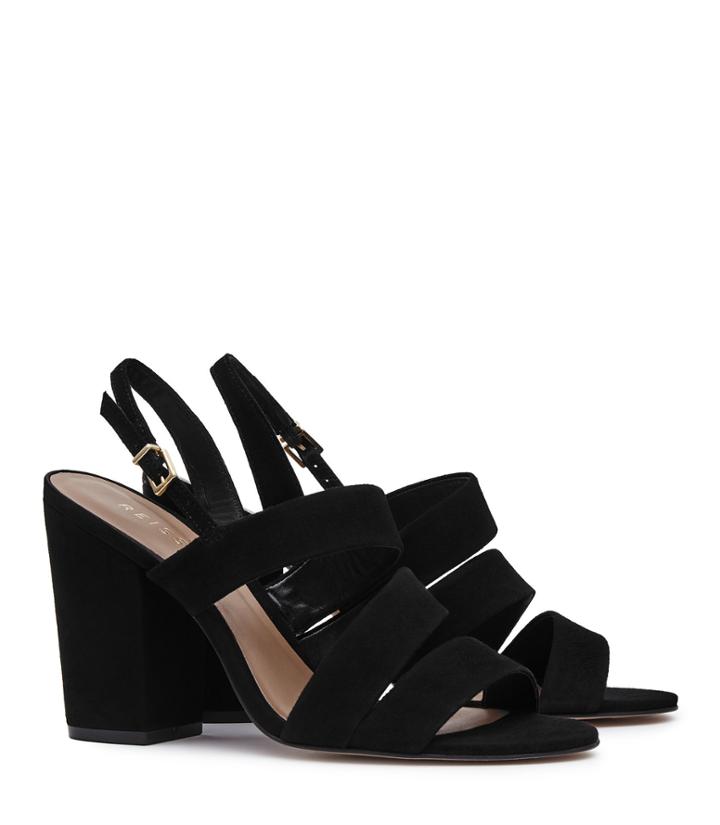 Reiss Naomi - Womens Suede Block-heel Shoes In Black, Size 3