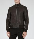 Reiss Bruno - Funnel Neck Bomber Jacket In Brown, Mens, Size Xs