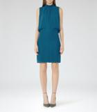Reiss Leonie - Womens Tie-neck Shift Dress In Blue, Size 4
