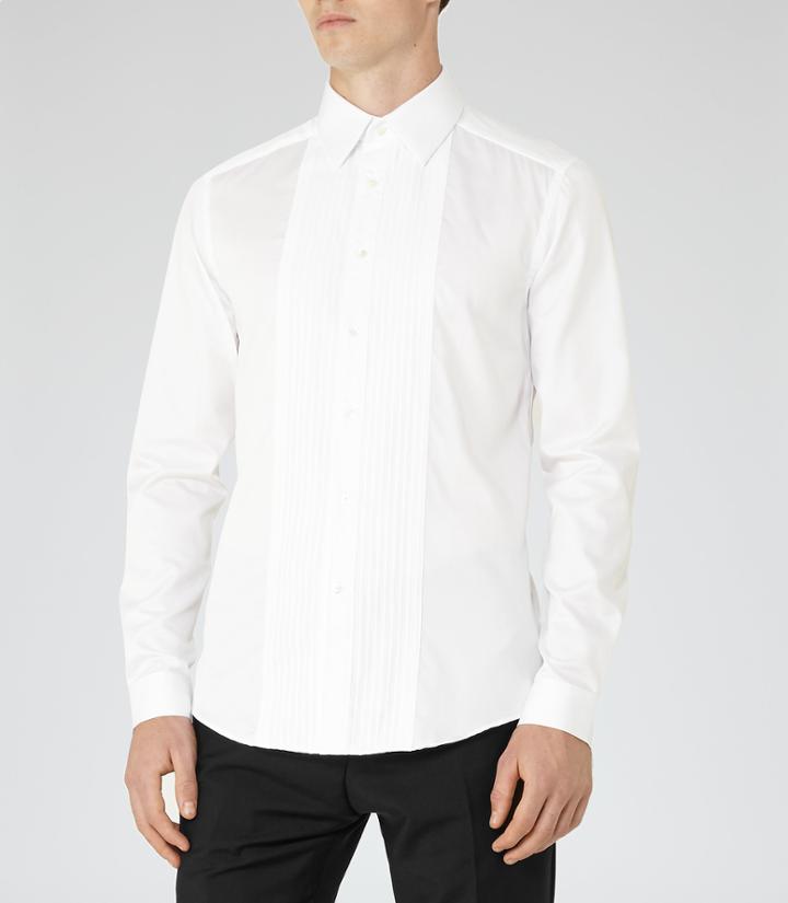 Reiss Visage - Mens Pleat Front Shirt In White, Size Xs